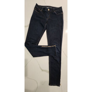 White House Black Market Boyfriend Zipper Ankle Stretch Blue Jeans Women's 4